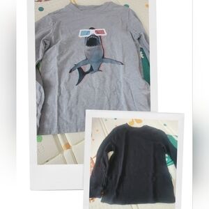 3 Shirts Cat & Jack Jaws 3D Long Sleeve Shirt & Black Thermal & Uniqlo Tee Sz 6